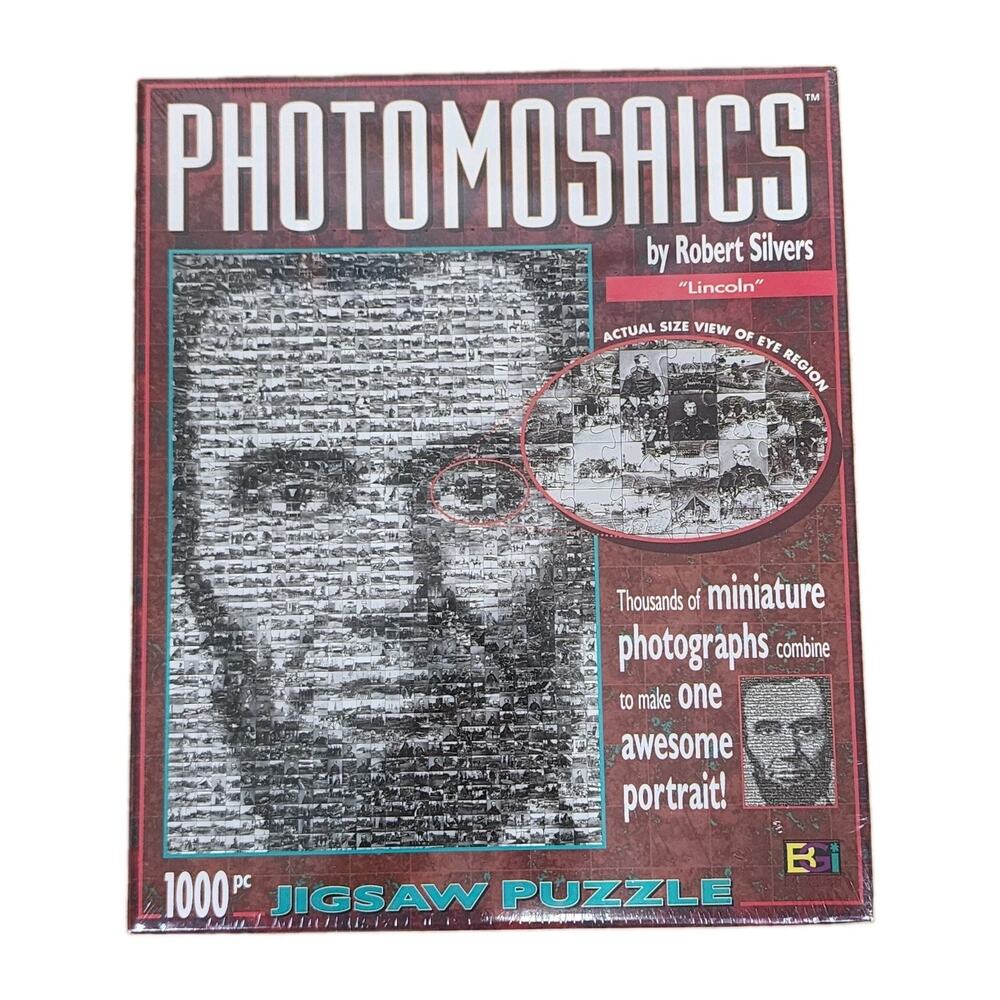 Photomosaics Abraham Lincoln 1000 Piece Jigsaw Puzzle Robert Silvers -New/Sealed